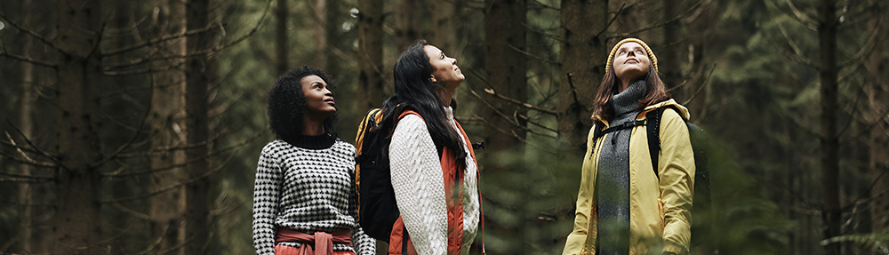 people outside looking up